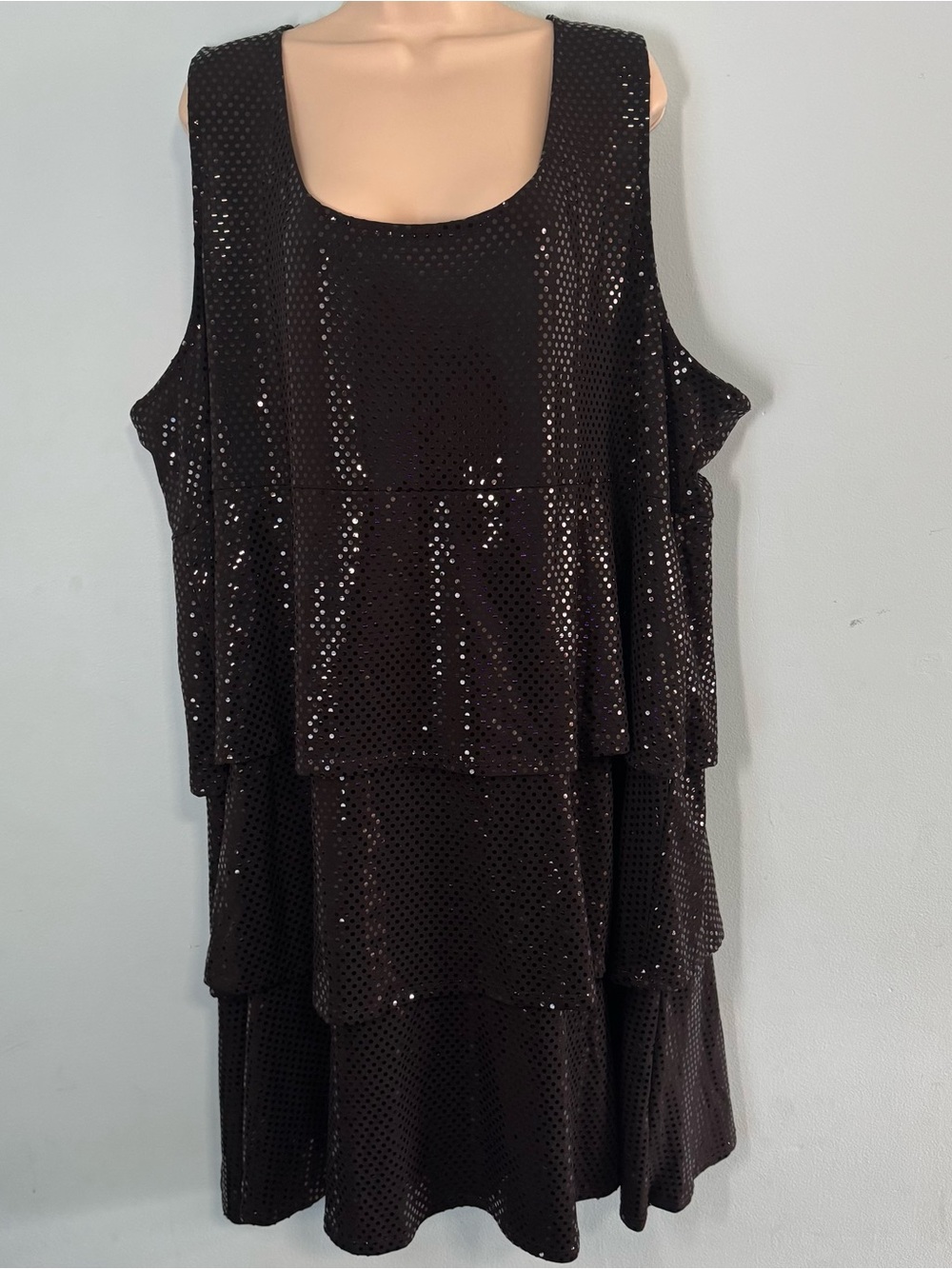 Fashion Bug Black Sequin Tiered Mini Dress